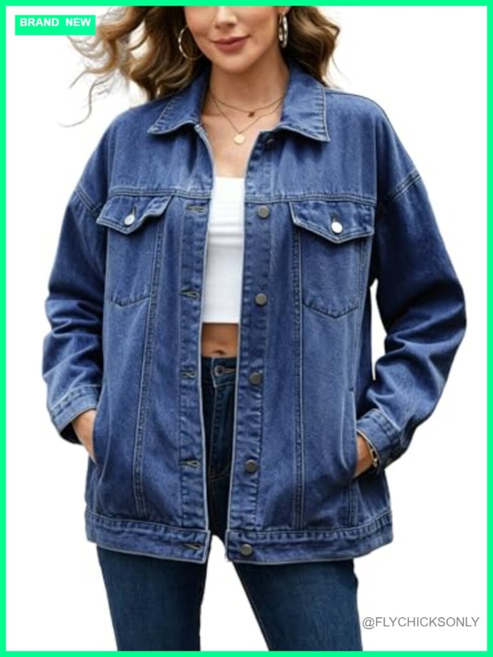 Oversized Denim Jacket Button Down Loose Fit Boyfriend Jean Jacket